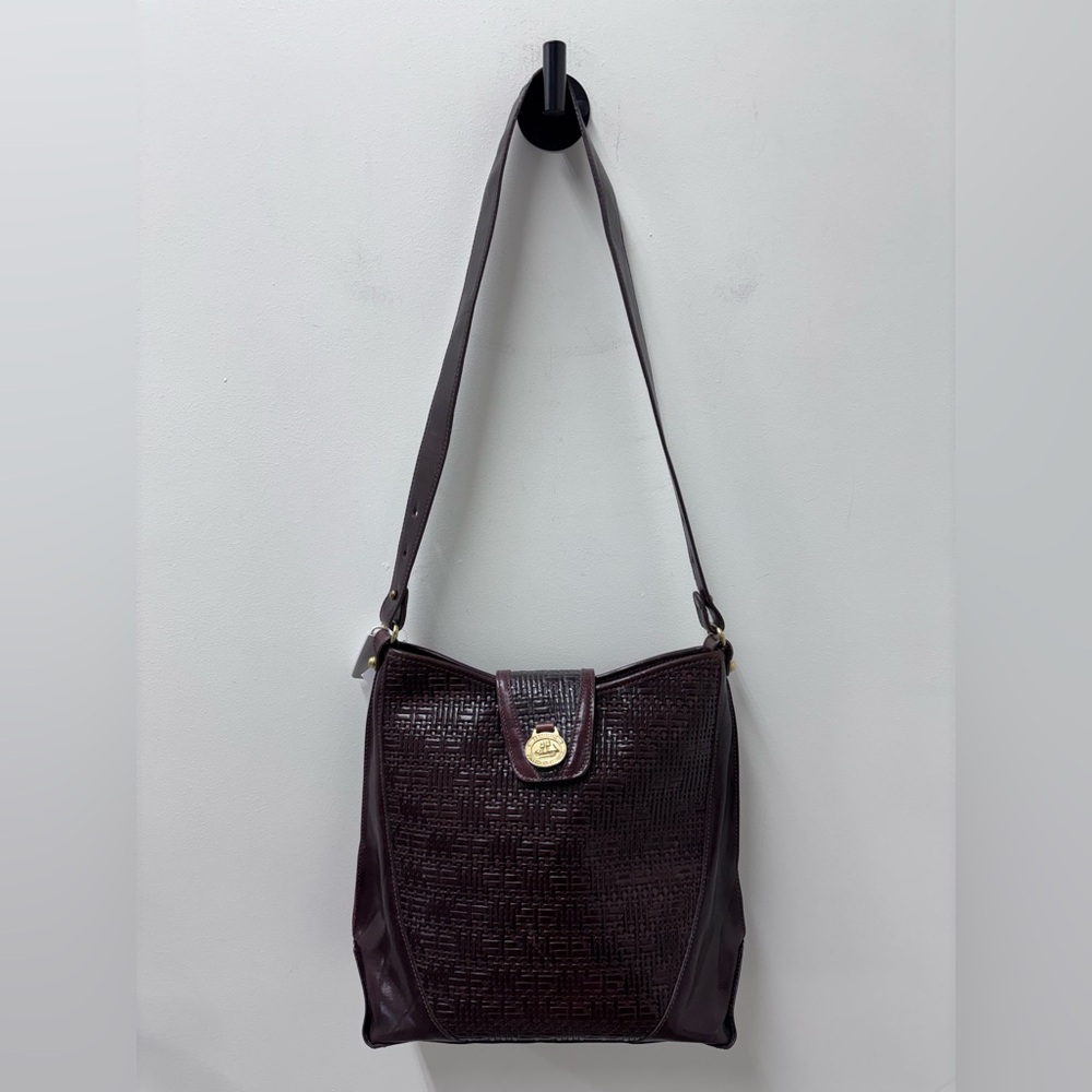 Vintage Brahmin Deep Brown Woven Leather Shoulder Bag